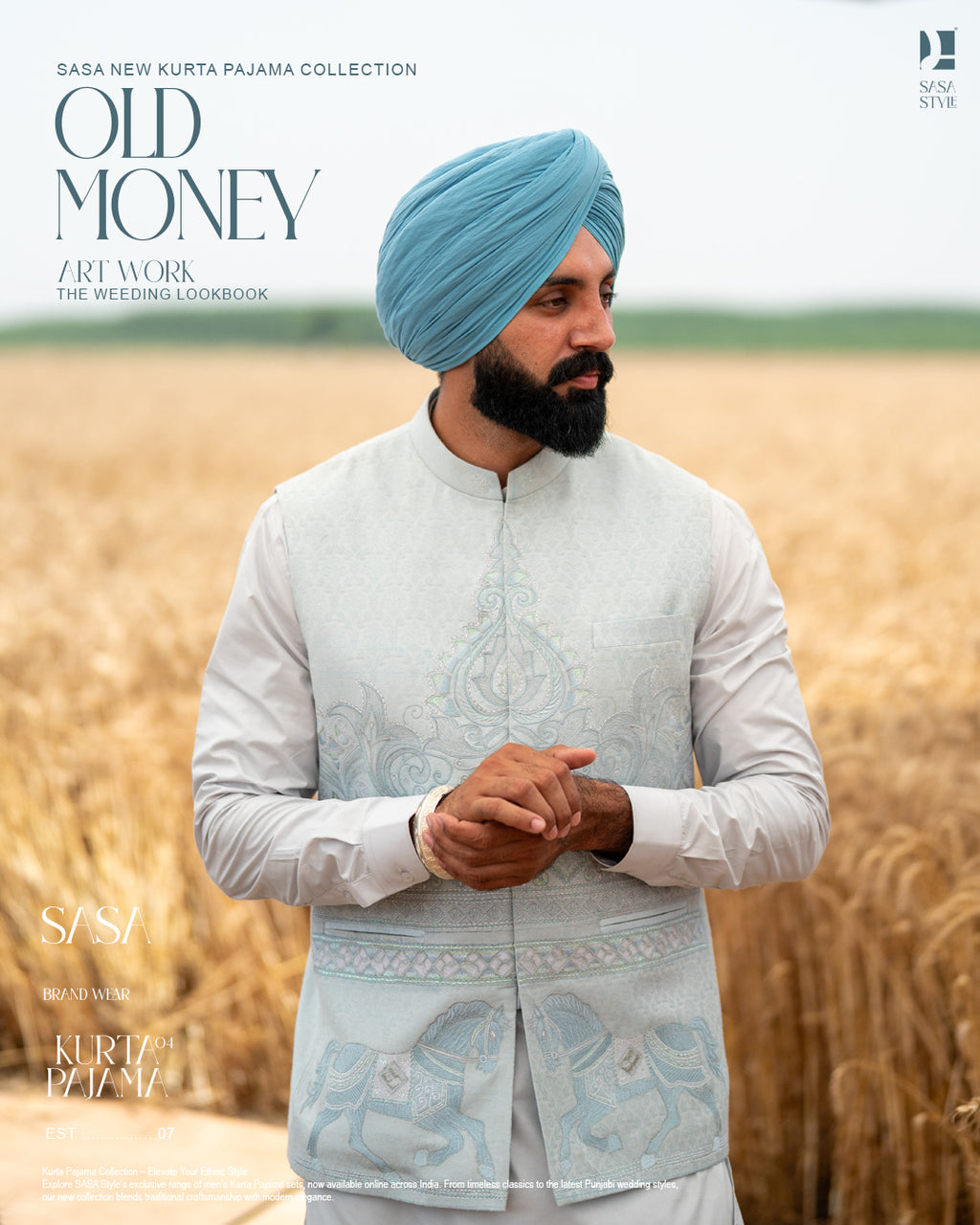 Light Blue Embroidered Jacket with Light Blue Kurta Salwar