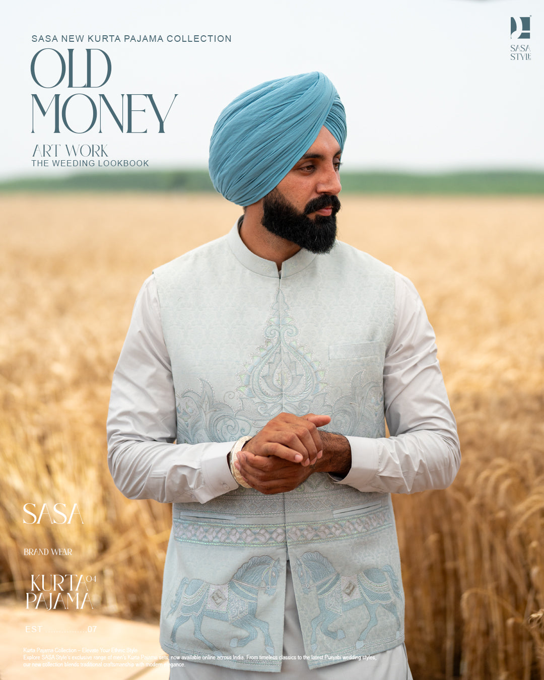 Light Blue Embroidered Jacket with Light Blue Kurta Salwar