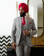 Light Gray Colour 3pc Coat Vest Pant