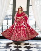 Stunning Magenta Pink Pure Silk Lehenga with Hand Embroidery