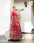 Stunning Magenta Pink Pure Silk Lehenga with Hand Embroidery