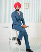 Magpie Blue Double-Breasted Two-Piece Suit