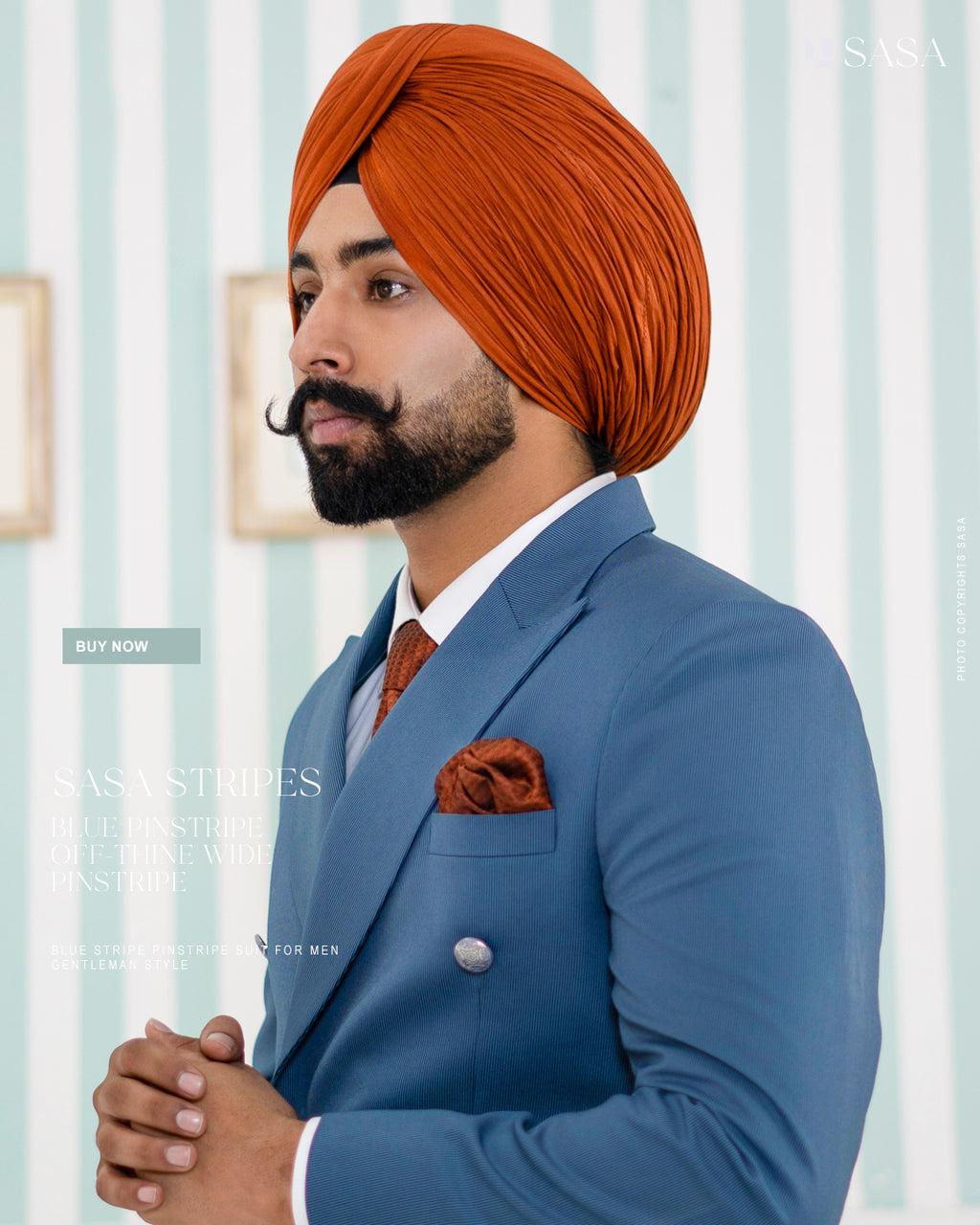 Magpie Blue Double-Breasted Two-Piece Suit