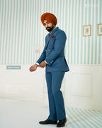 Magpie Blue Double-Breasted Two-Piece Suit