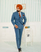 Magpie Blue Double-Breasted Two-Piece Suit