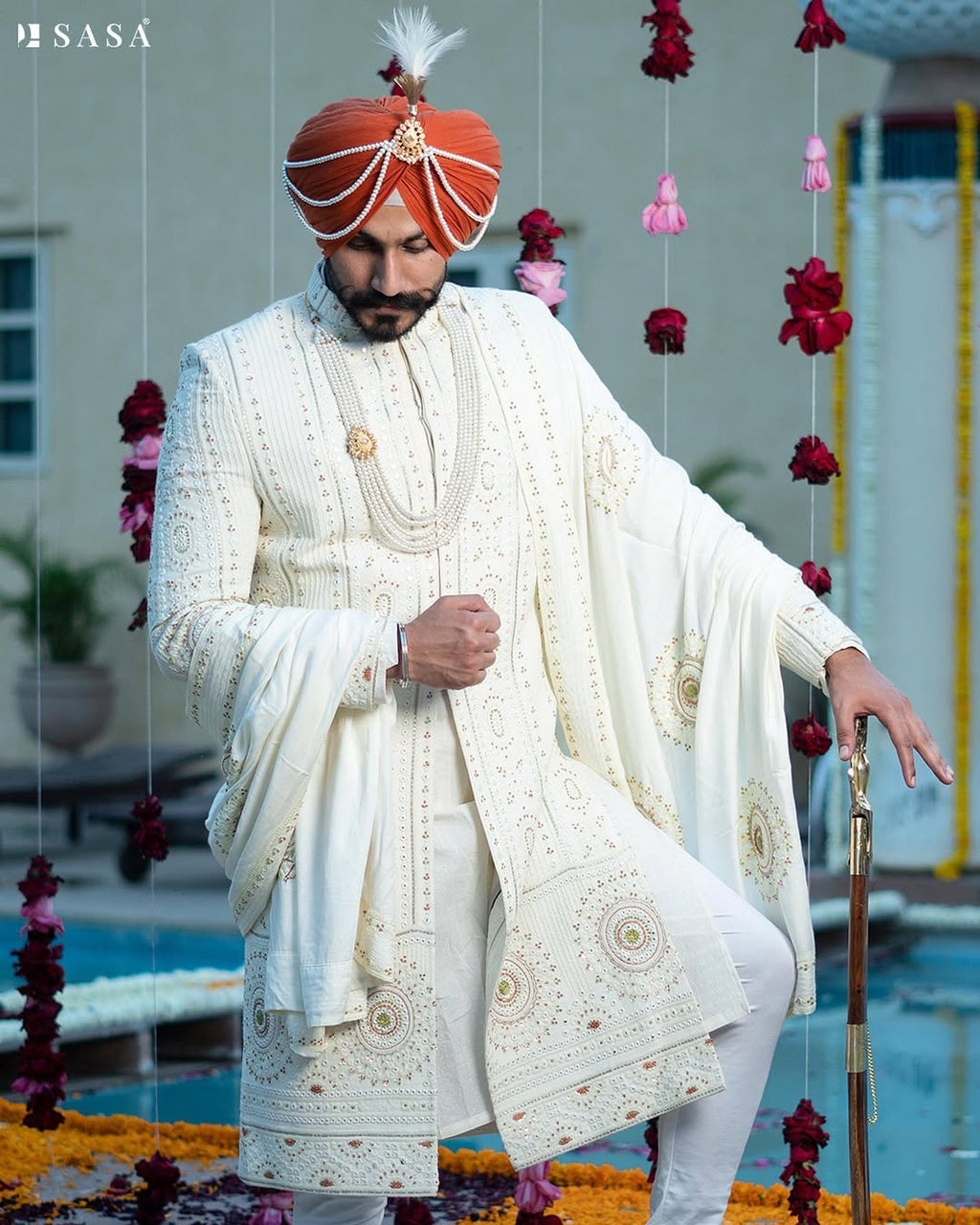 Royal Ivory Sherwani for the Distinguished Wedding Groom