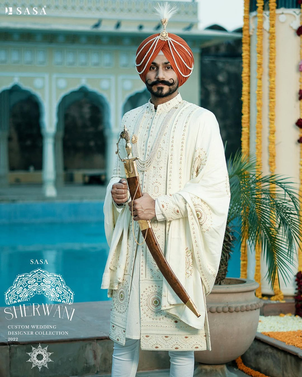 Royal Ivory Sherwani for the Distinguished Wedding Groom