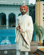 Royal Ivory Sherwani for the Distinguished Wedding Groom