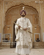 Royal Off-White Sherwani with Heritage Embroidery and Regal Elegance