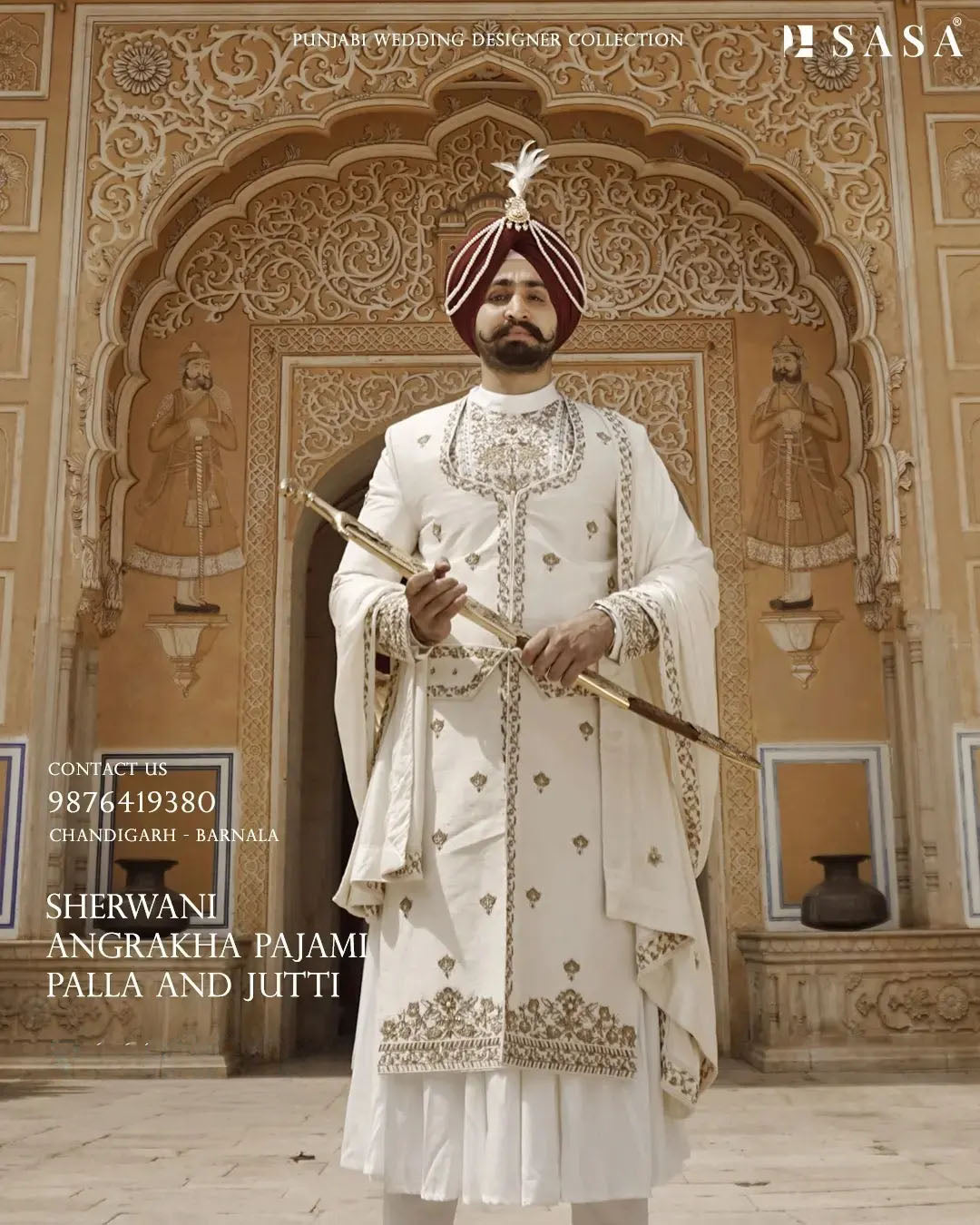 Royal Off-White Sherwani with Heritage Embroidery and Regal Elegance