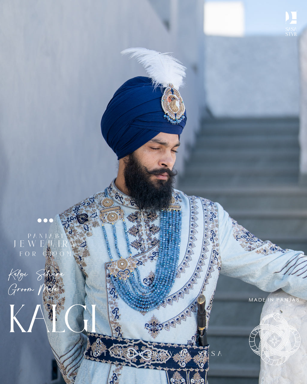 Midnight Blue Baaj Kalgi