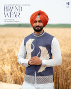 Midnight Blue Swan Embroidered Jacket with Sky Blue Kurta Pajama