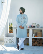 Mint Blue Achkan with Kurta Pajama – A Regal Statement