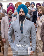 Mist Grey Two-Piece Suit for Modern, Elegant Formal Styling
