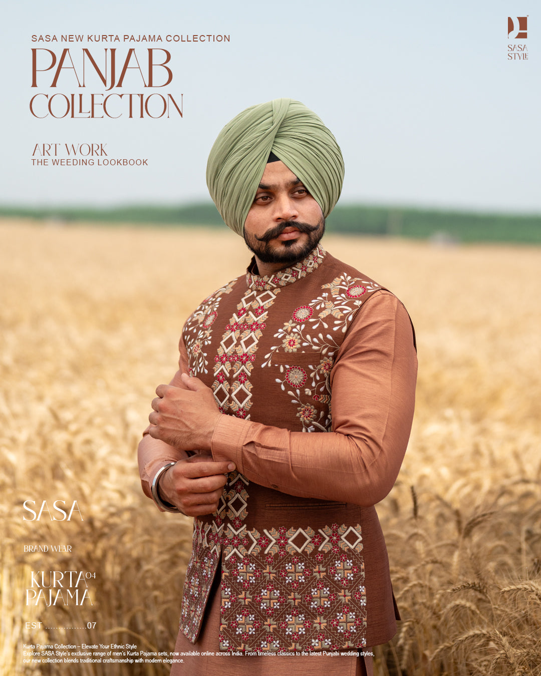 Mocha Brown Embroidered Jacket with Rust Brown Kurta Salwar