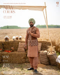 Mocha Brown Embroidered Jacket with Rust Brown Kurta Salwar