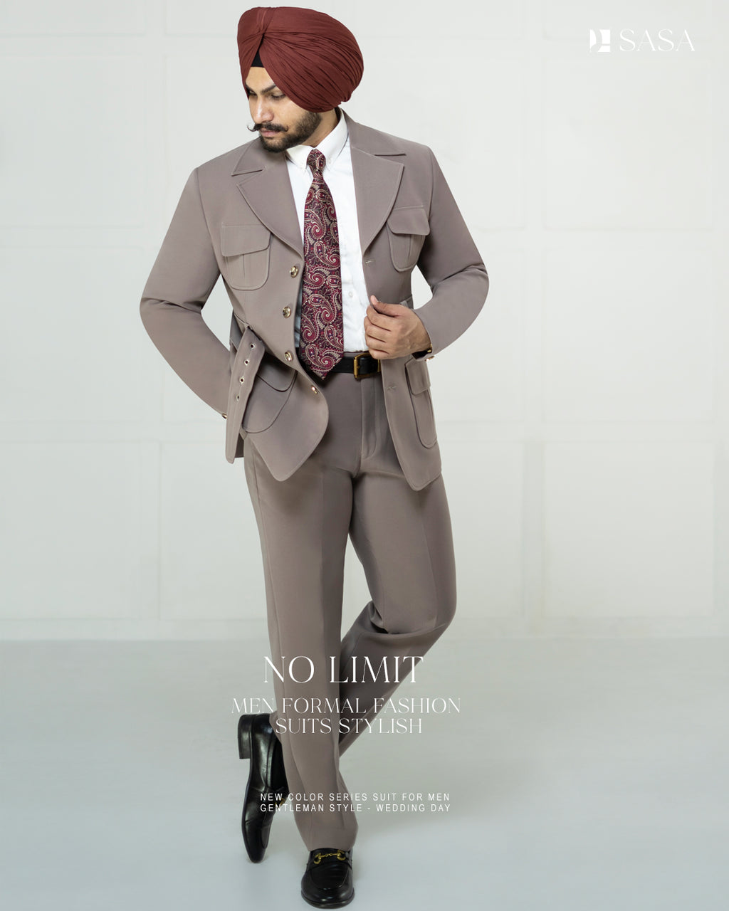 Mouse-Colored 2pc Coat Pant