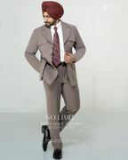 Mouse-Colored 2pc Coat Pant