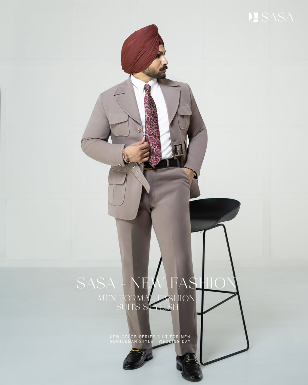 Mouse-Colored 2pc Coat Pant