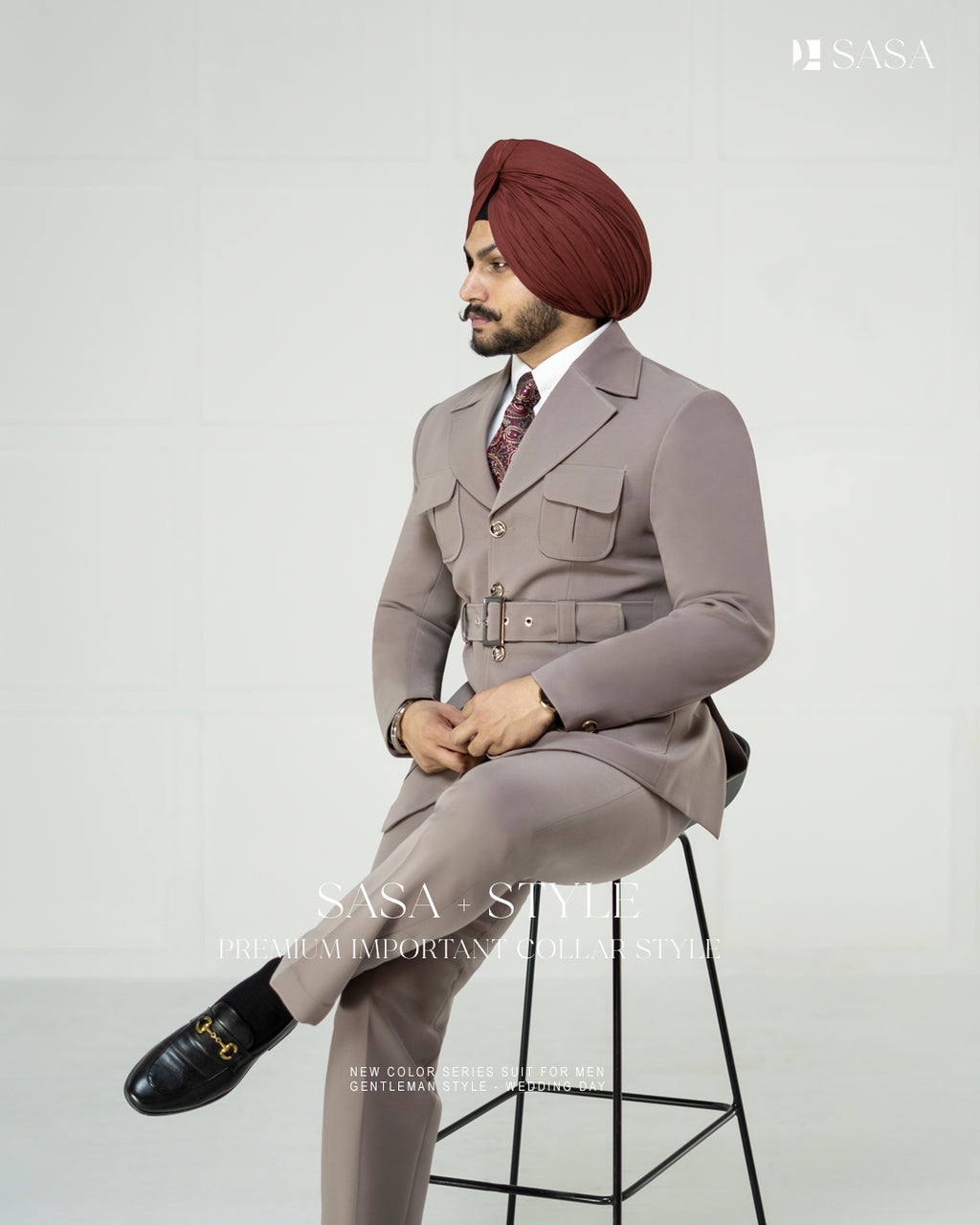 Mouse-Colored 2pc Coat Pant