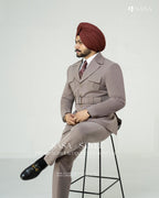 Mouse-Colored 2pc Coat Pant
