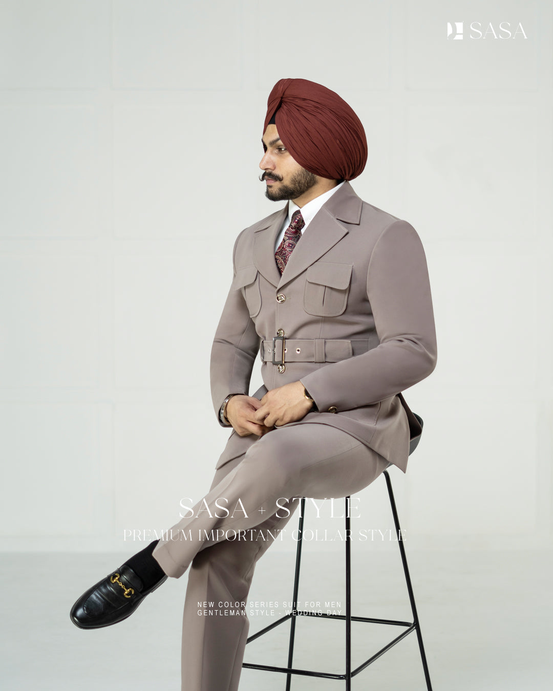 Mouse-Colored 2pc Coat Pant