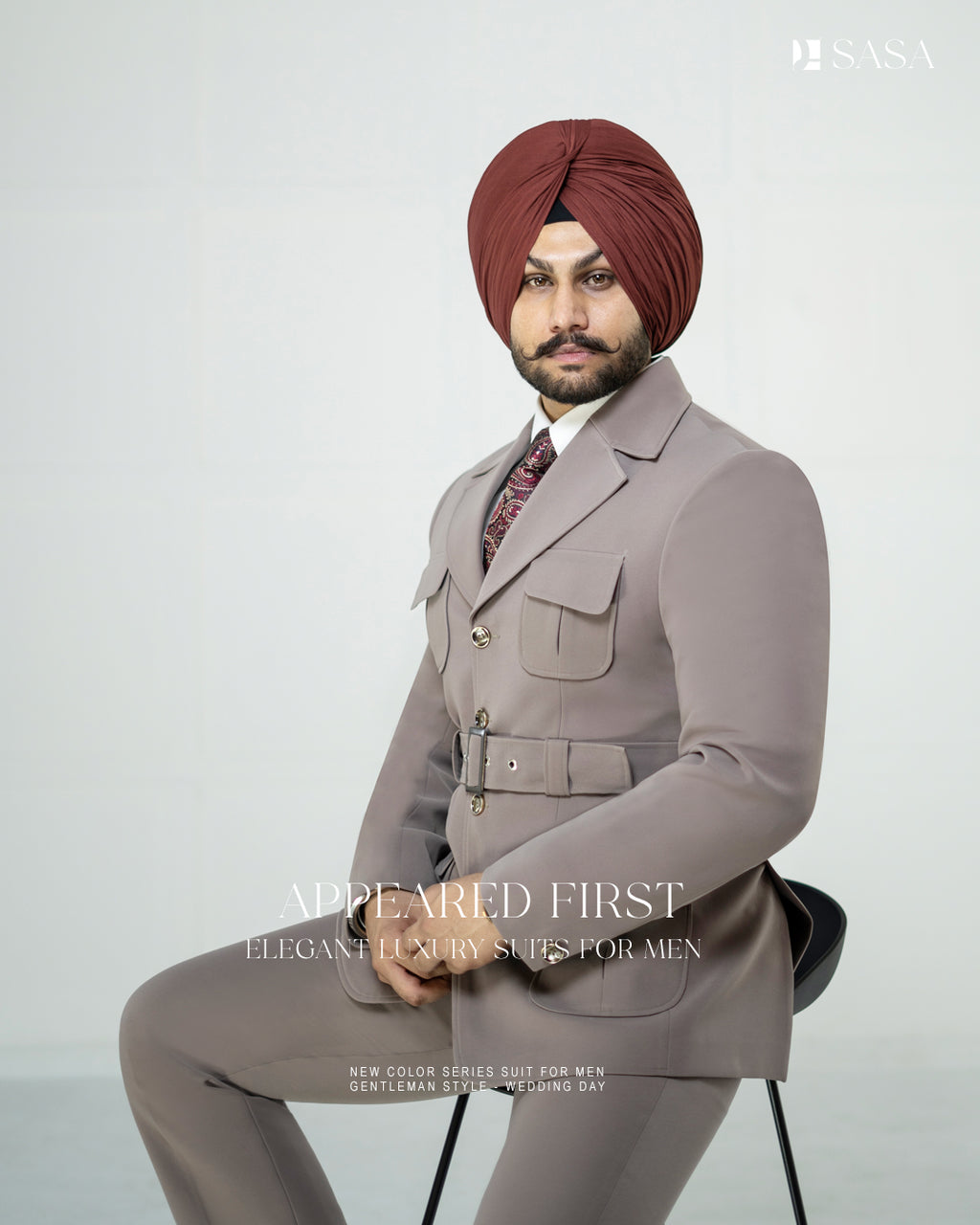 Mouse-Colored 2pc Coat Pant