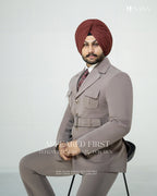 Mouse-Colored 2pc Coat Pant