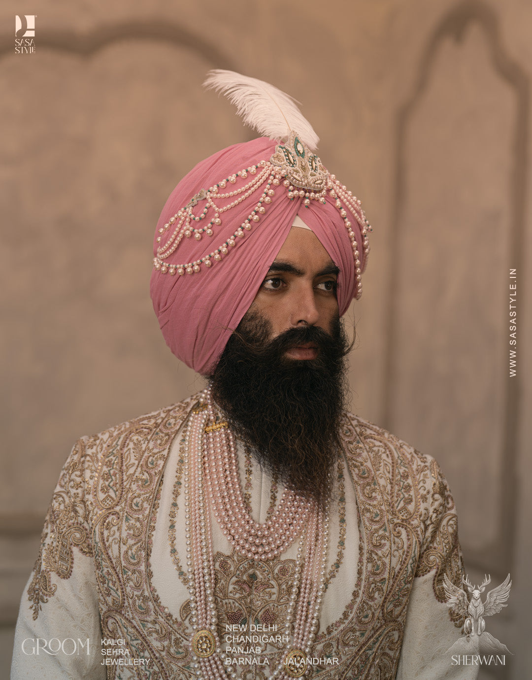 Mughal Inspired Cream Angrakha Sherwani with Regal Hand Embroidery
