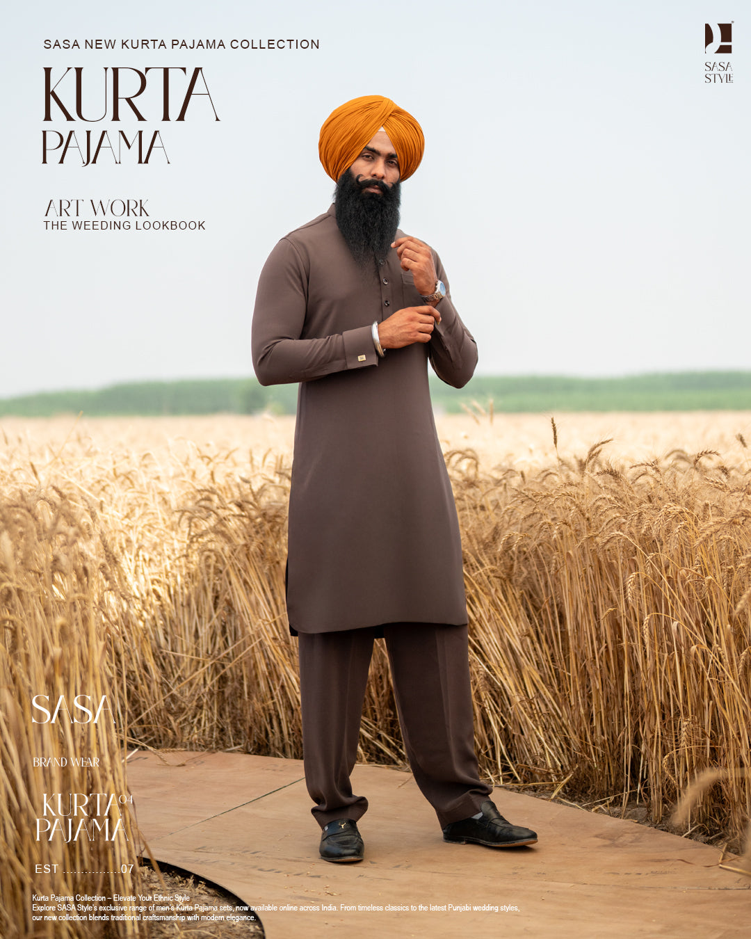 Mulak Panjaab Embroidered Jacket with Classic Brown Kurta Salwar