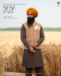 Mulak Panjaab Embroidered Jacket with Classic Brown Kurta Salwar