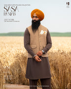 Mulak Panjaab Embroidered Jacket with Classic Brown Kurta Salwar