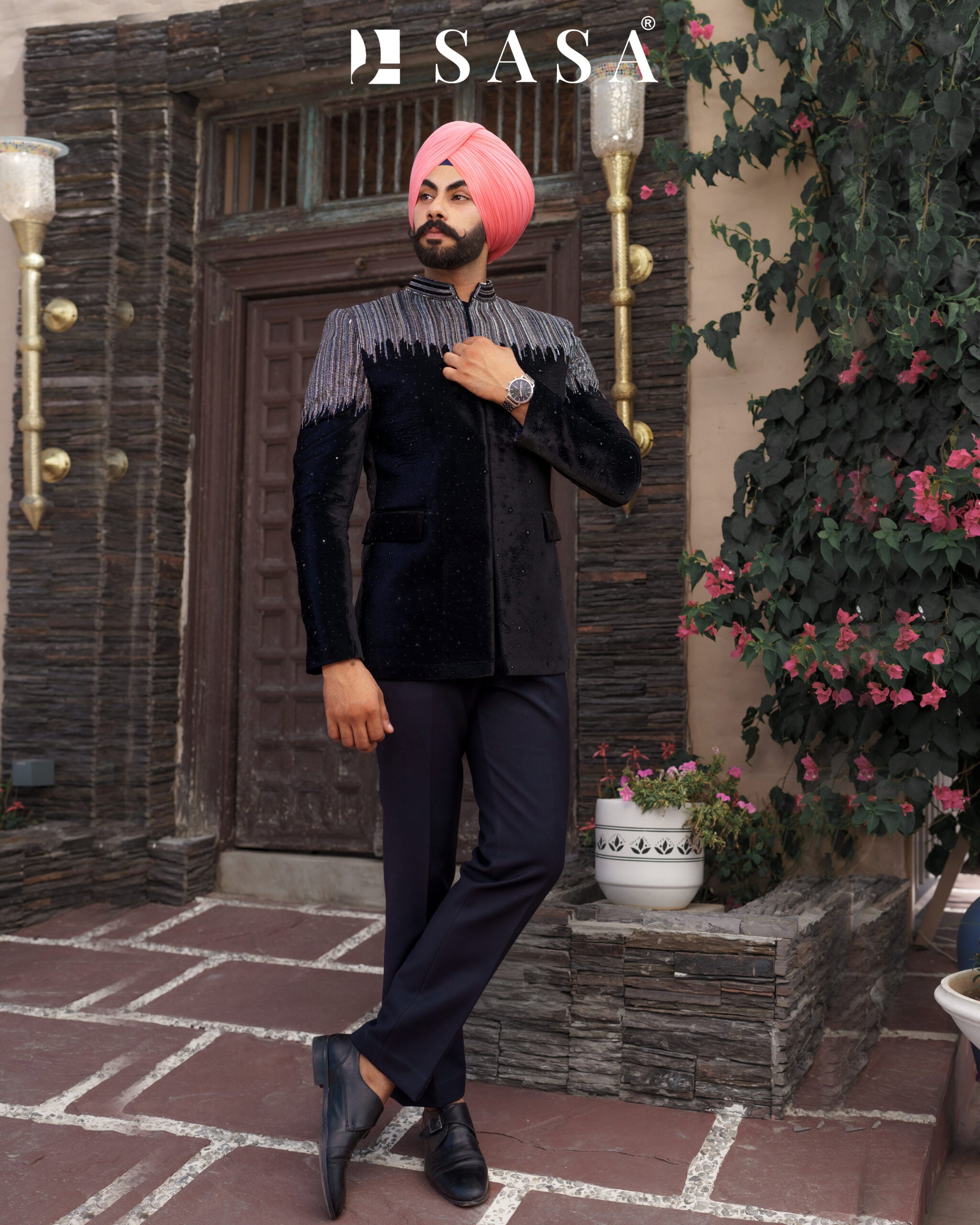 Navy Blue 2 Piece Band Gala Coat Pant