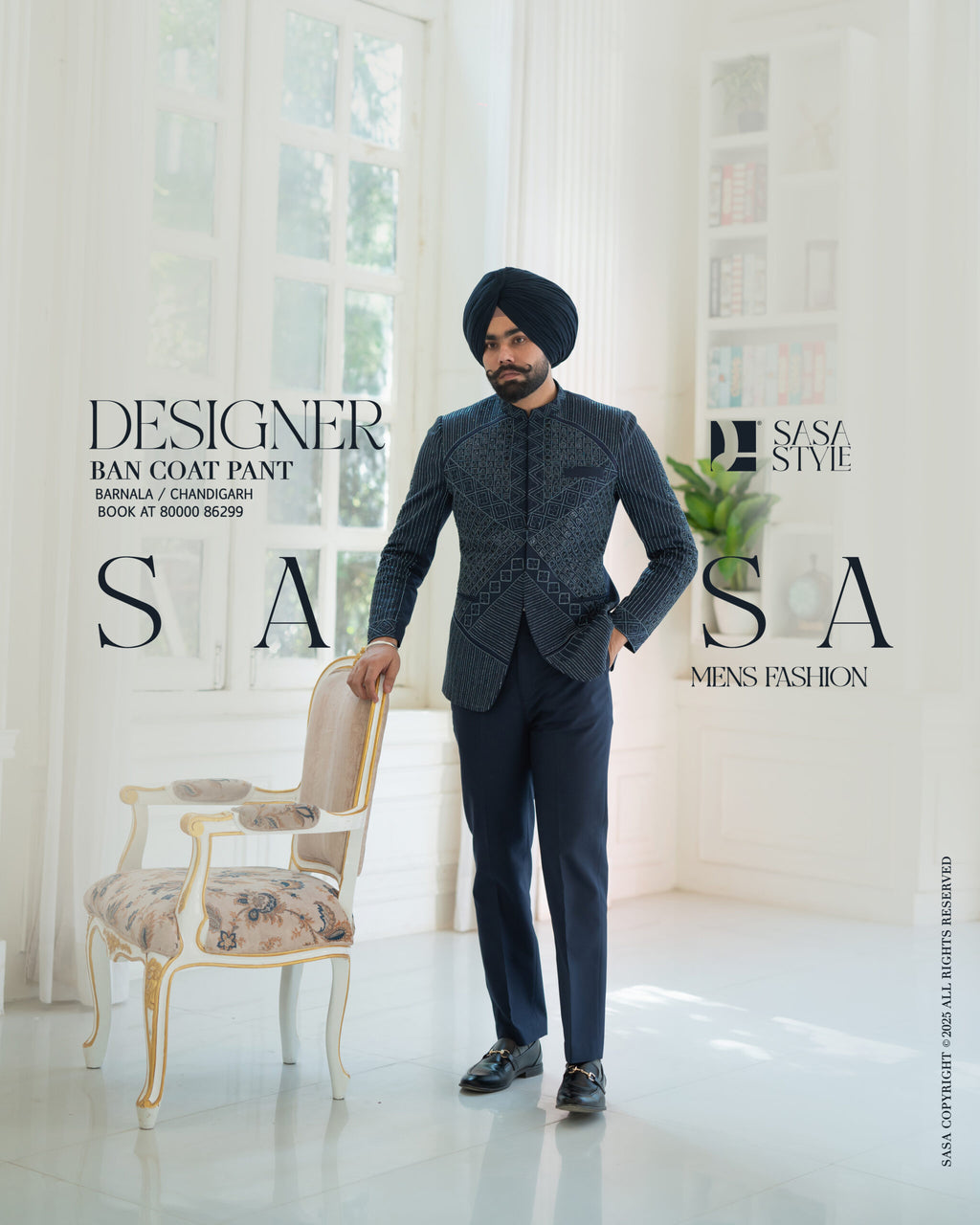 Navy Blue Ban Coat Pant