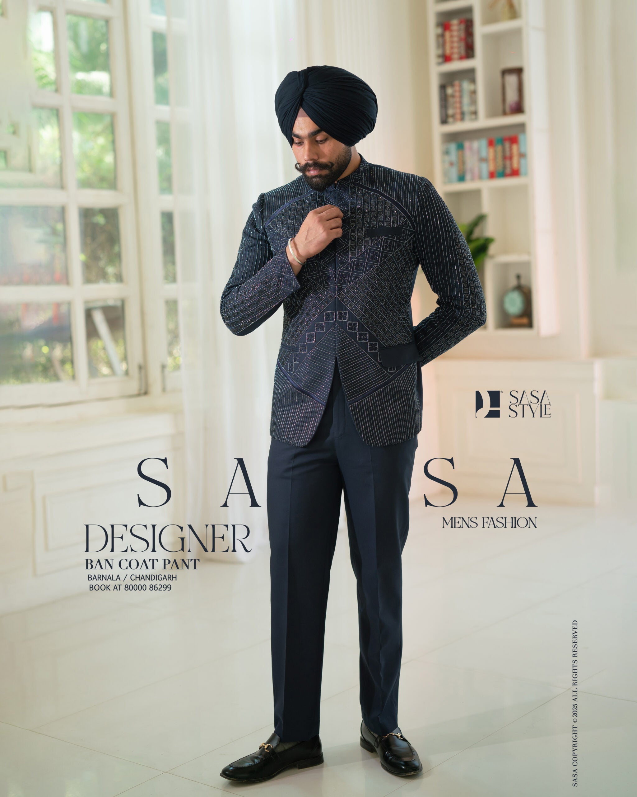 Navy Blue Ban Coat Pant