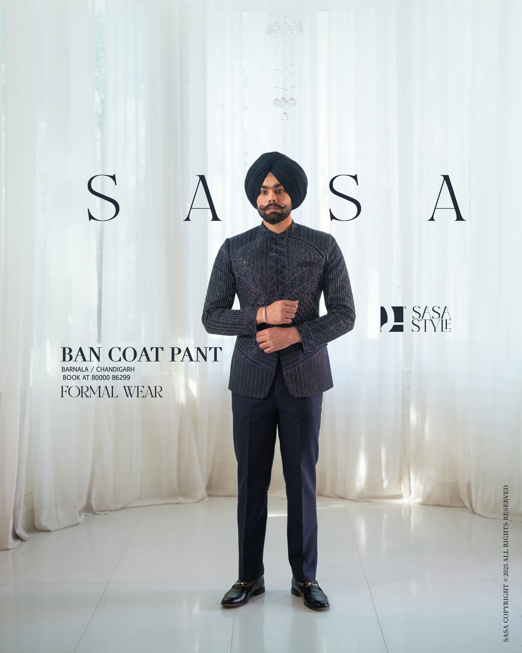 Navy Blue Ban Coat Pant
