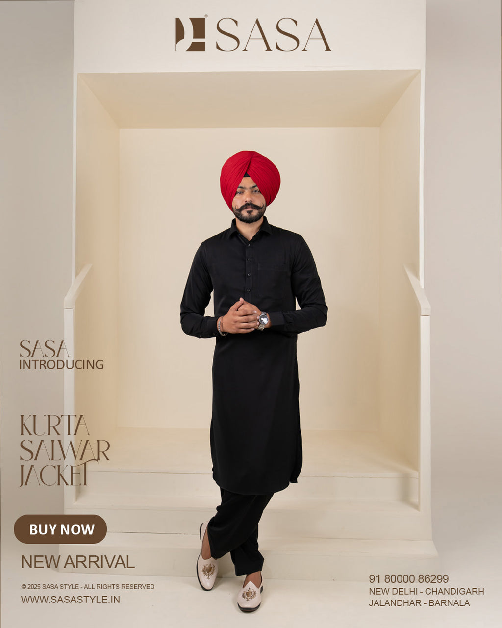 Off-White Check Jacket with Z Black Kurta Salwar