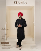 Off-White Check Jacket with Z Black Kurta Salwar