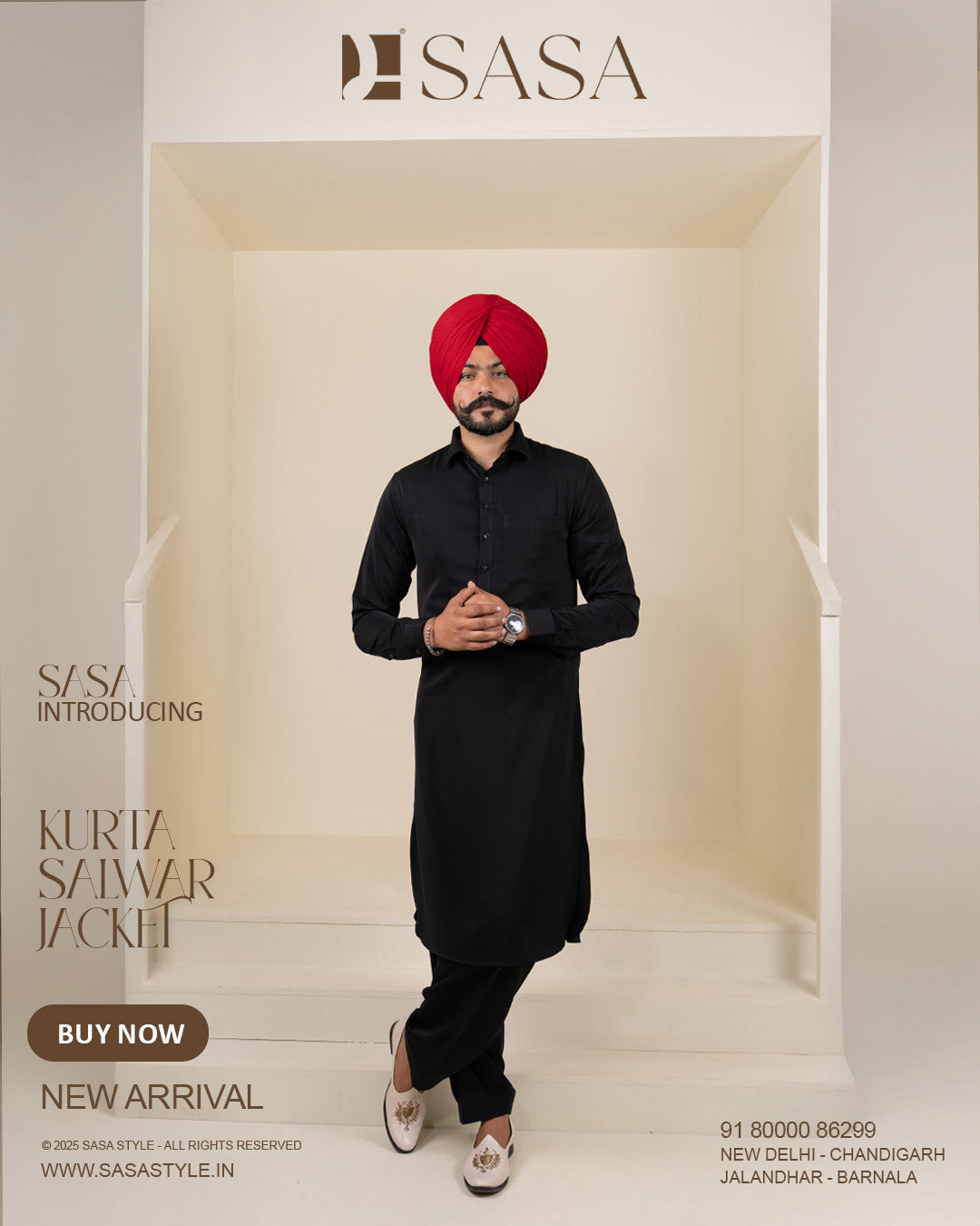 Off-White Check Jacket with Z Black Kurta Salwar