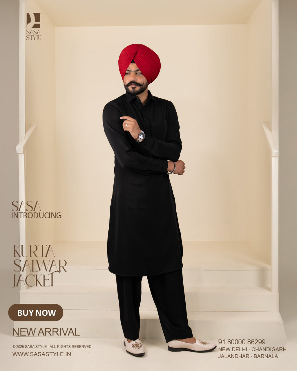 Off-White Check Jacket with Z Black Kurta Salwar