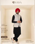 Off-White Check Jacket with Z Black Kurta Salwar