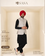Off-White Check Jacket with Z Black Kurta Salwar
