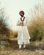 Off-White Sherwani Set with Embellished Palla