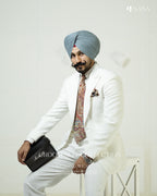 Off White Colour 2pc Coat Pant