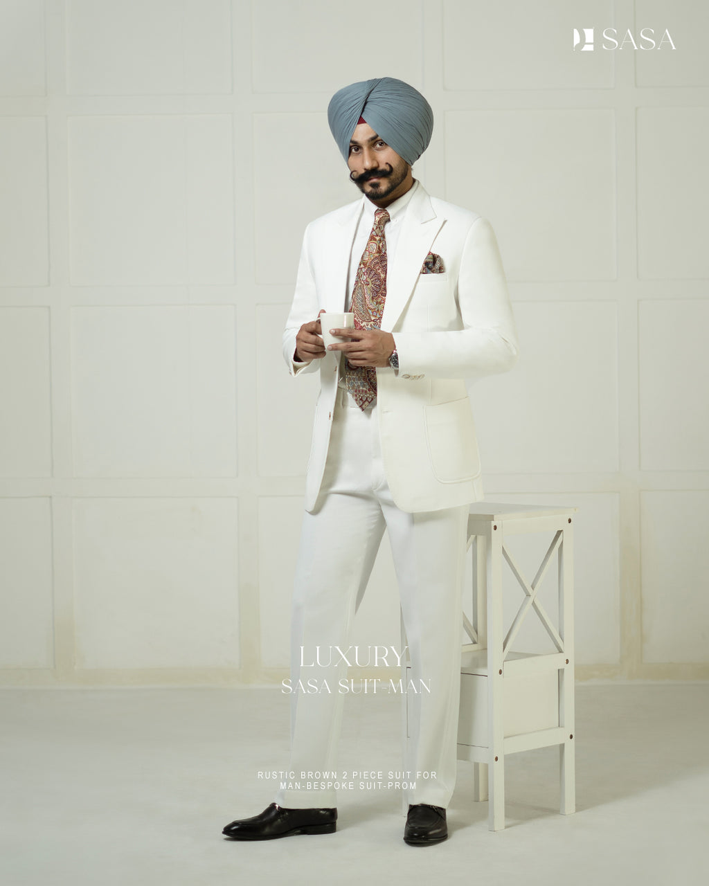 Off White Colour 2pc Coat Pant