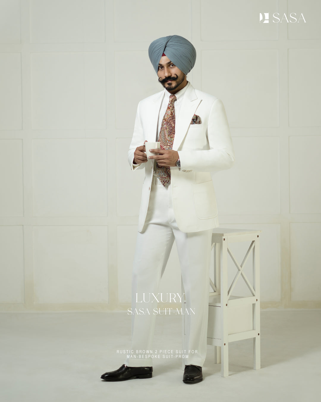 Off White Colour 2pc Coat Pant