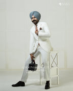 Off White Colour 2pc Coat Pant