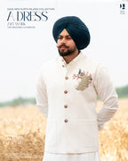 Off White Peacock Embroidered Jacket with Off White Kurta Salwar