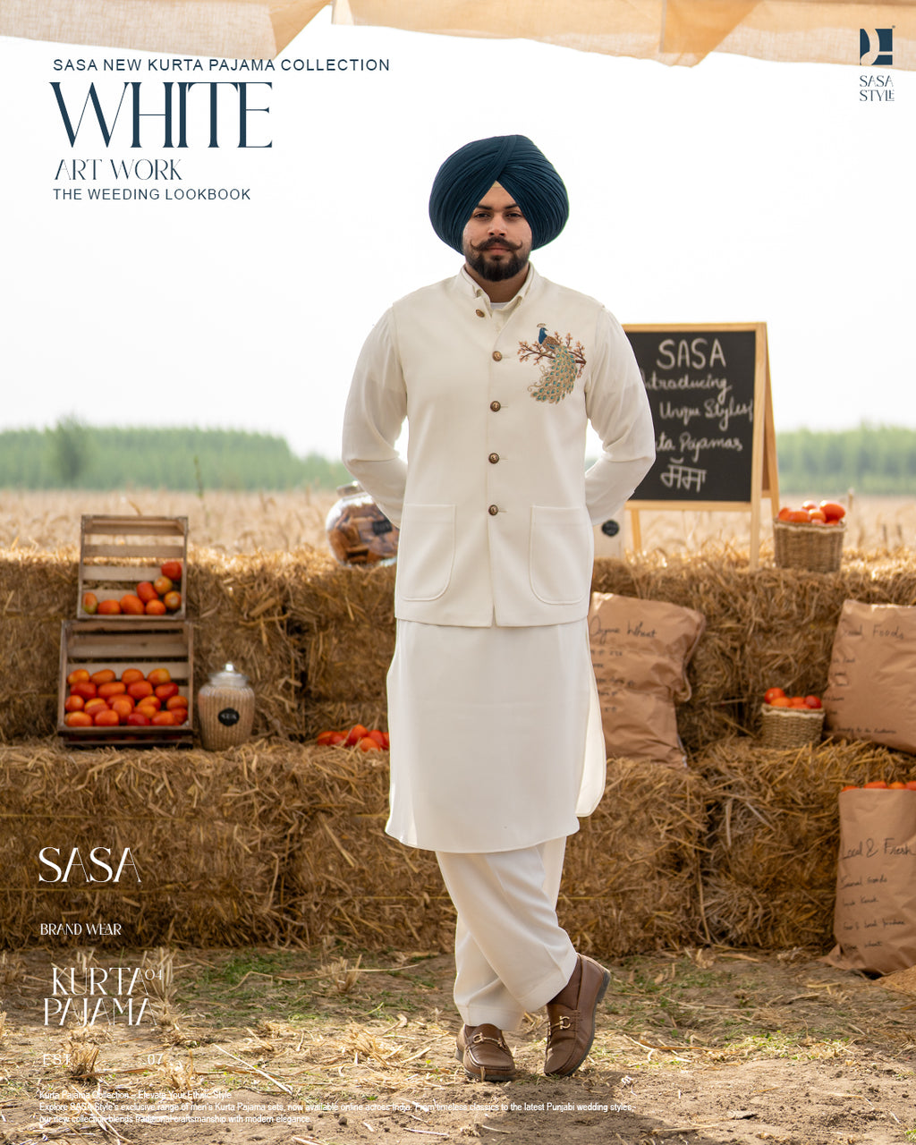 Off White Peacock Embroidered Jacket with Off White Kurta Salwar
