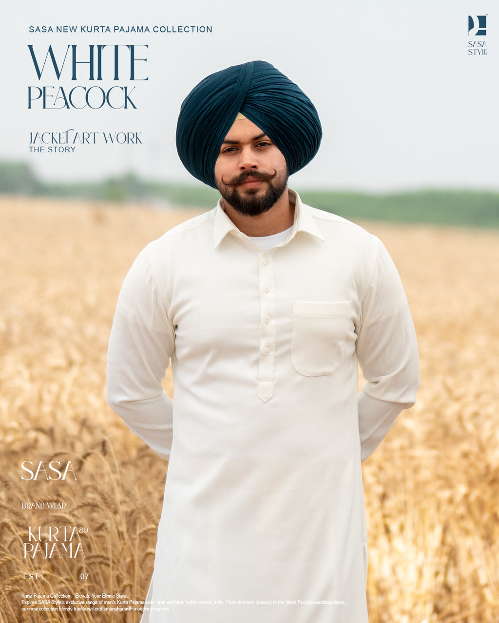 Off White Peacock Embroidered Jacket with Off White Kurta Salwar